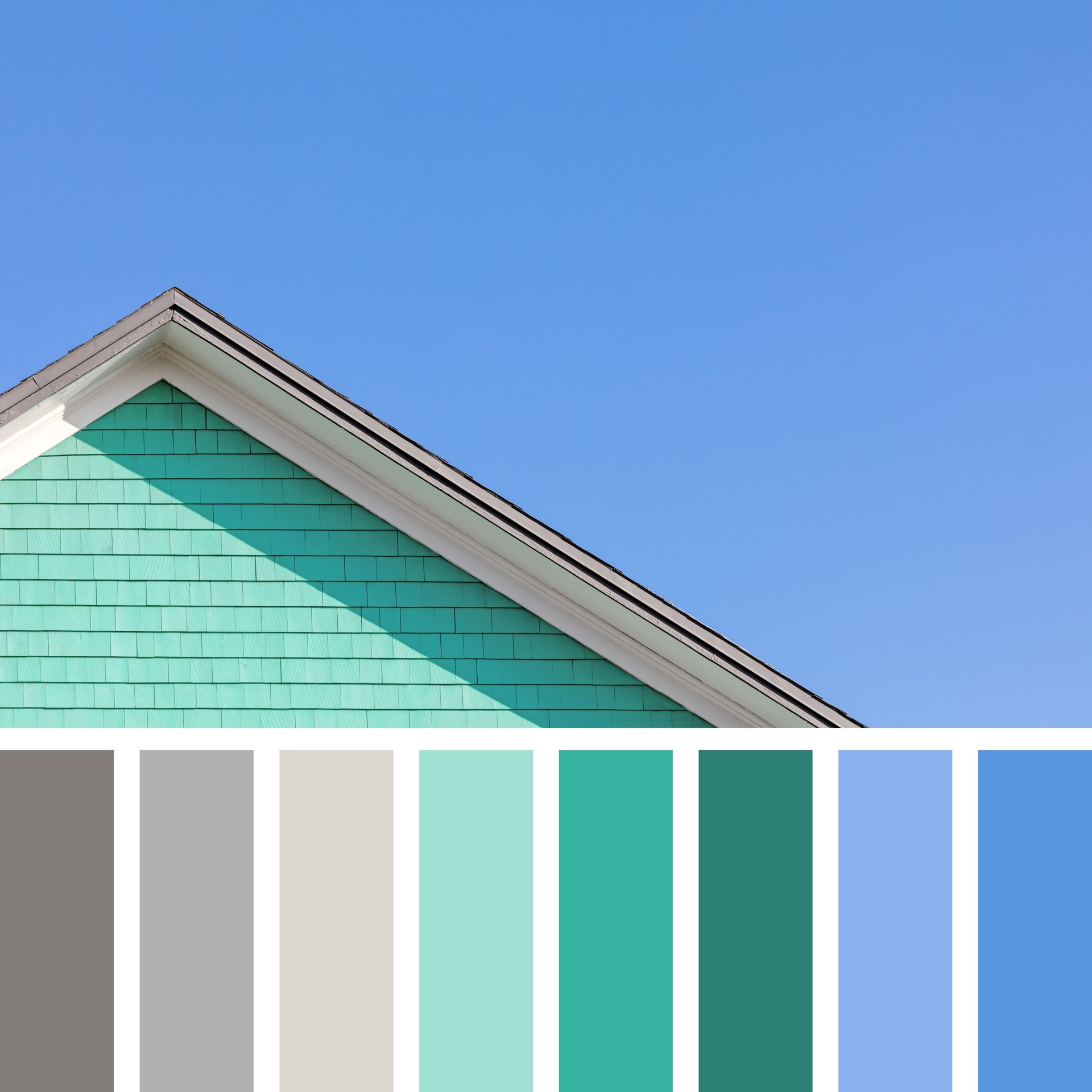 Roof and sky in blue and green, colour palette